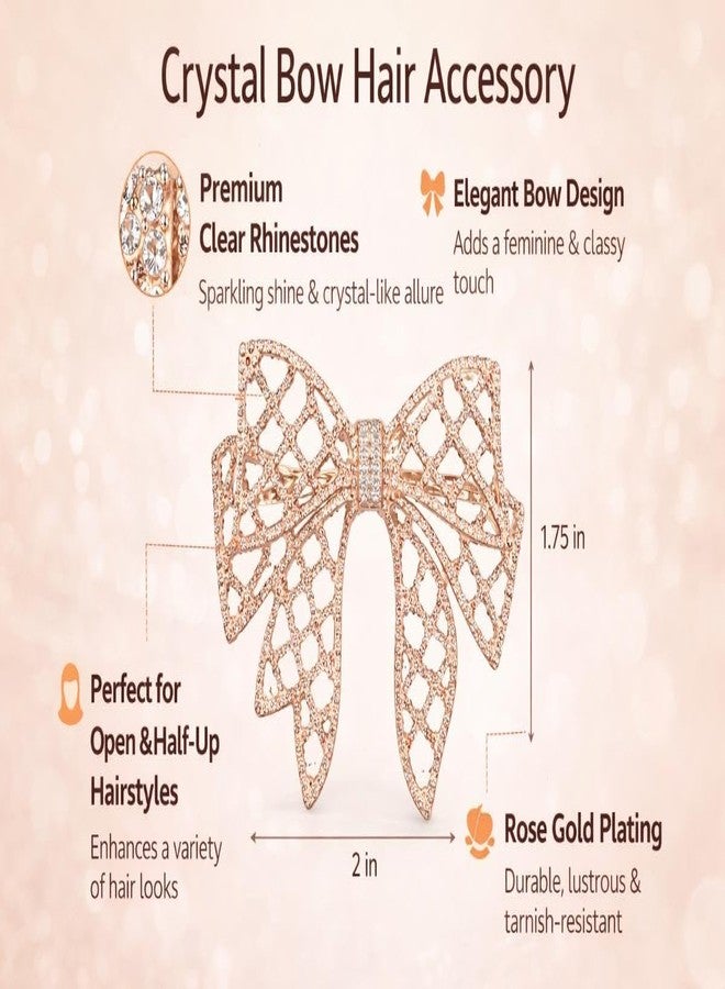 Samyak Pearl Bow Hair Clip for Women & Girls | Gold Rhinestone Crystal Hair Barrette | Elegant Party, Wedding & Bridal Hair Accessory - Image 5