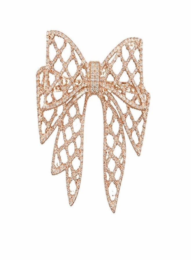 Samyak Pearl Bow Hair Clip for Women & Girls | Gold Rhinestone Crystal Hair Barrette | Elegant Party, Wedding & Bridal Hair Accessory - Image 1