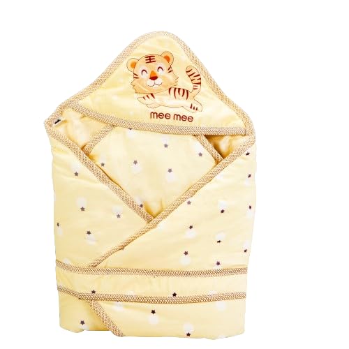 mee mee مي مي غلاف الأطفال الدافئ والناعم مع غطاء للرأس للأطفال حديثي الولادة | وزن خفيف | سهل الصيانة | تغطية كاملة | أصفر | 6+ أشهر | 480 جرام | - Image 1