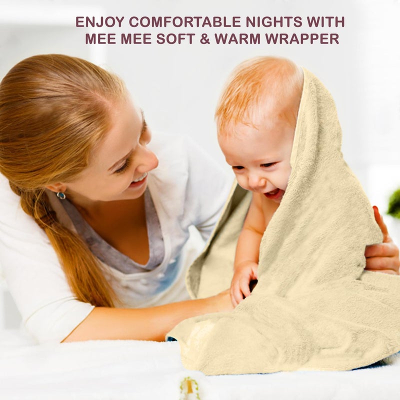 mee mee مي مي غلاف الأطفال الدافئ والناعم مع غطاء للرأس للأطفال حديثي الولادة | وزن خفيف | سهل الصيانة | تغطية كاملة | أصفر | 6+ أشهر | 480 جرام | - Image 4