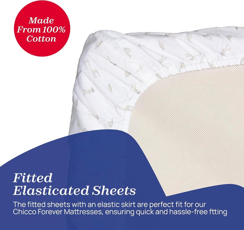 Chicco Next2Me Crib Sheets (Pack of 2), 100% Soft Cotton, Original and Official Accessory for Next2Me Co-Sleeping Crib, Cotton and Cloud - Image 5