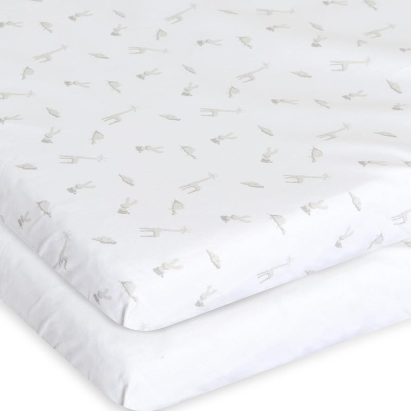 Chicco Next2Me Crib Sheets (Pack of 2), 100% Soft Cotton, Original and Official Accessory for Next2Me Co-Sleeping Crib, Cotton and Cloud - Image 1
