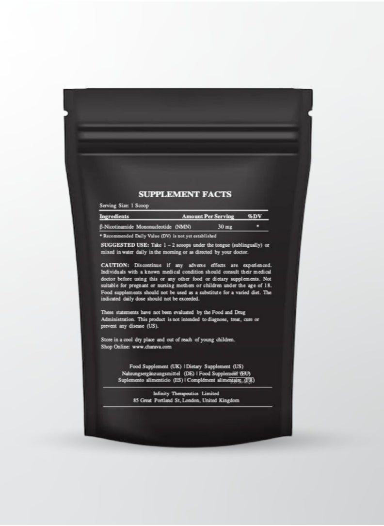 Charava - Charava NMN Powder | Enhanced Absorption | NAD+ Booster | Extend Cellular Lifespan | 30g | UK 3rd Party Certified - Image 1