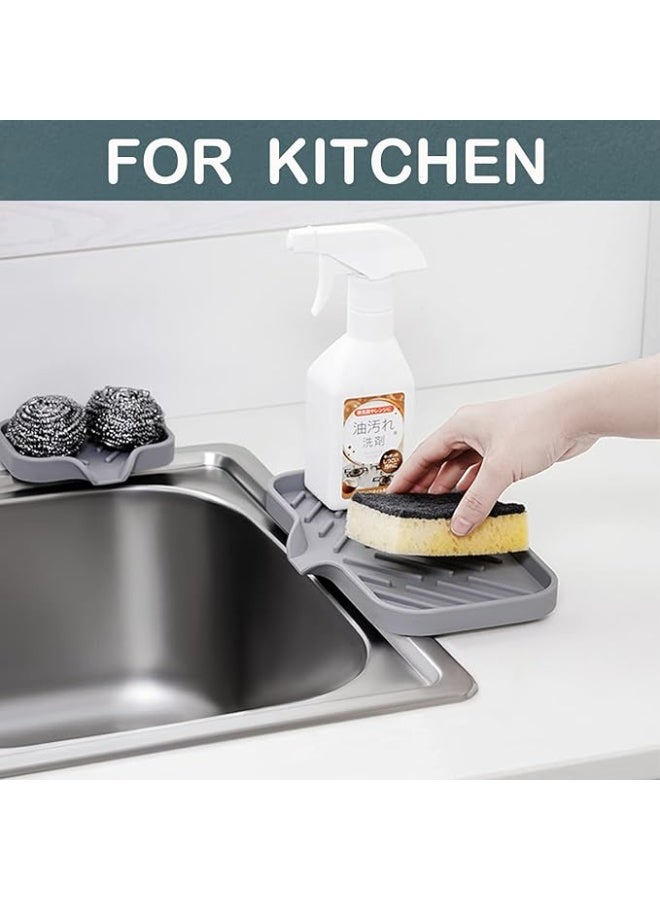 Silicone Kitchen Sink Tray, Large Sponge Holder, Soap Dispenser and Scrubber Organiser, Grey (UAE) - Image 5