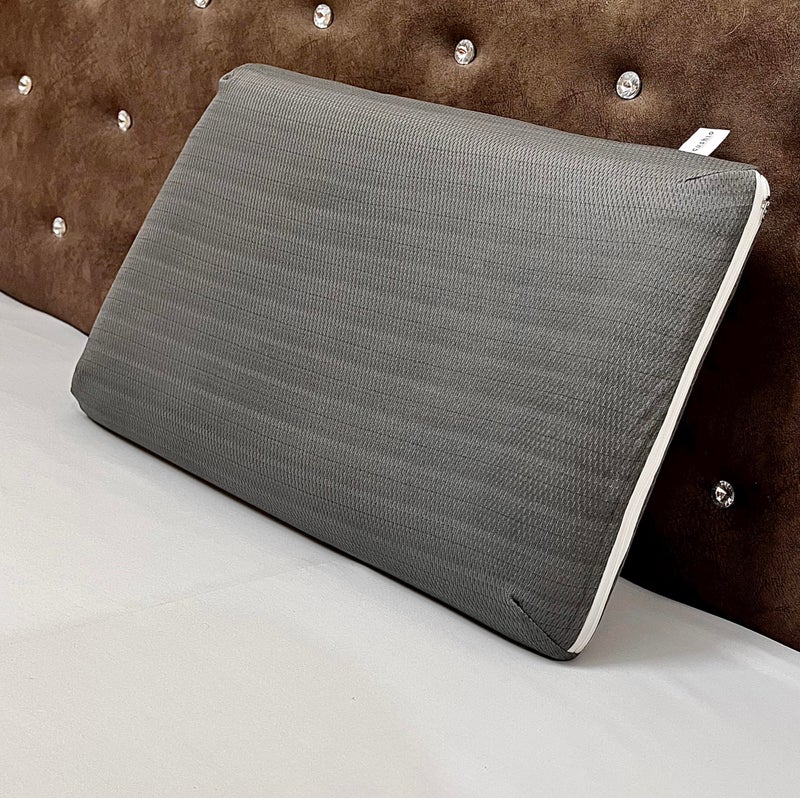 CUSHIO وسادة دعم الرقبة من كوشيو بذاكرة فوم | الحجم 21"x13"x3" بوصة (عبوة من 1) | تخفيف آلام الرقبة والكتف وتوفير نوم مريح (رمادي) - Image 2