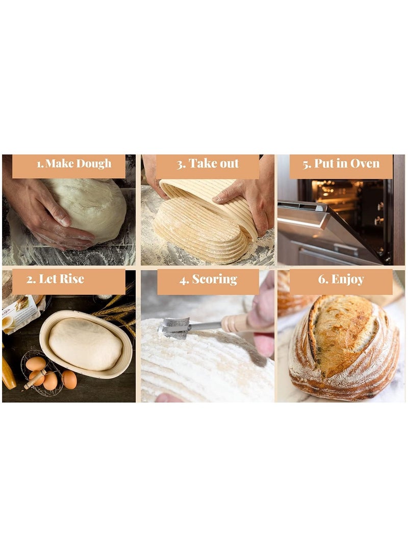 Banneton Bread Proofing Basket Oval Liner SUGUS HOUSE Brotform Dough Rising Baking Bowl Dough Gifts for Bakers Proving Baskets for Sourdough（25*15*8cm)  - Image 4