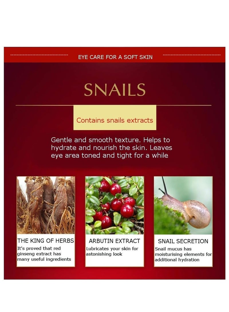 بيو أكوا كريم الجينسنغ الأحمر للعين القواقع الكريستال البقري من خلال بشرة ناعمة ناعمة تأثير مرطب ومرطب للعناية ببشرة تتفتح عيون ضيقة مشدودة تنظف بلطف يزيل الأوساخ الزيوت 20 جم - Image 4