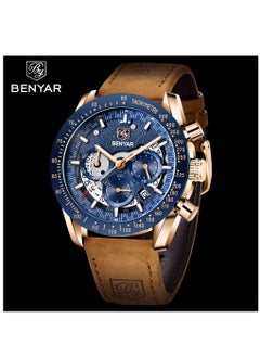 BENYAR Watches for Men Quartz Watch Leather Waterproof Chronograph Watch 5120  - Image 2