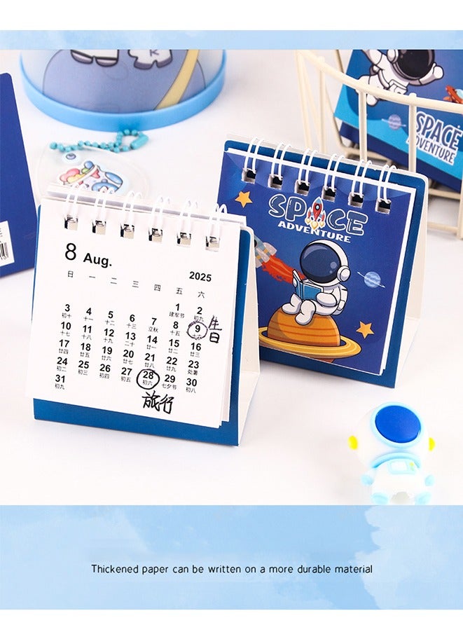 Mini Desk Calendar 2024-2025, Standing Flip Small Desk Calendar- August 2024 to Dec 2025 17 Monthly Desktop Calendar- Thick Paper Twin-Wire Binding for Home or Office (Astronaut 2) - Image 2