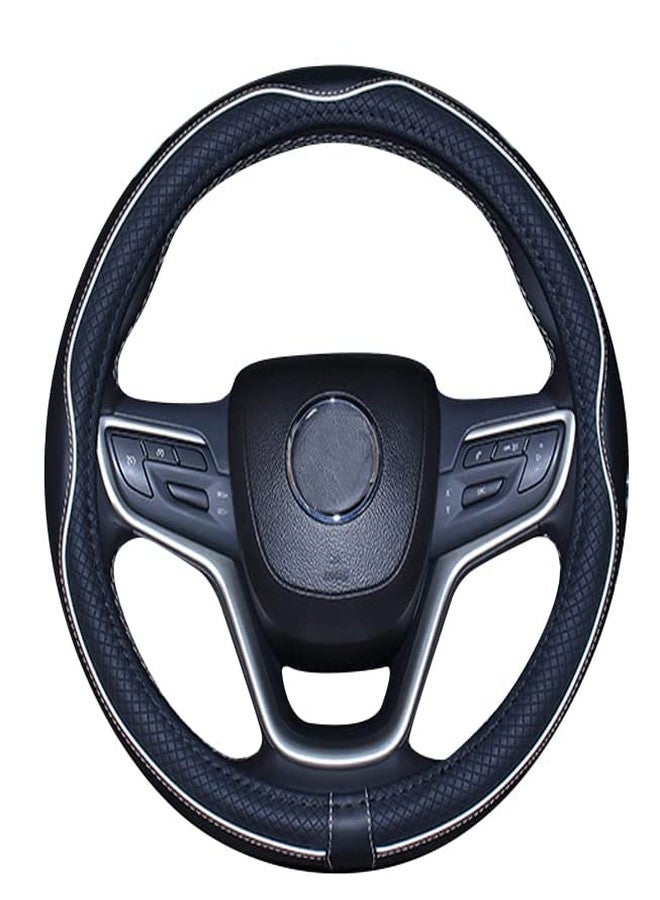 Mayco Bell Small Size Steering Wheel Cover Anti-Slip,Safety,Soft,Breathable,Durable,Full Surround,Comfortable Grip Microfiber Leather (14-14.25 inch, Black White) - Image 4
