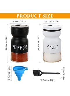 HASTHIP HASTHIP® 2Pcs Kitchen Seasoning Jars Glass Spice Jar with Dispensing Lid Pepper Salt Dispenser Powder Curry Powder Jar Refillable Seasoning Jars with Folding Funnel, Mini Utility Brush  - Image 2