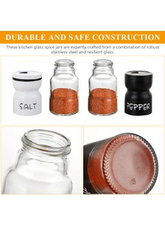 HASTHIP HASTHIP® 2Pcs Kitchen Seasoning Jars Glass Spice Jar with Dispensing Lid Pepper Salt Dispenser Powder Curry Powder Jar Refillable Seasoning Jars with Folding Funnel, Mini Utility Brush  - Image 3