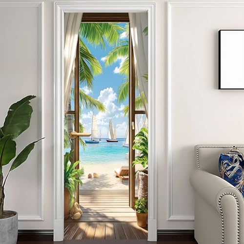 BVBOX 3D Door Decals Stickers Peel Stick Wall Murals Vinyl Wallpaper Self-Adhesive Mural Door Covers Decorative for Furniture Home Decor Wrinkle-Resistant Waterproof - Image 2
