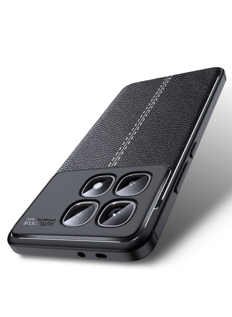 Xiaomi Redmi K70 Ultra Carbon Fiber Protective Case: Shockproof TPU cover with a litchi pattern, anti-slip design, ultra-thin build, and shock absorption, all in a sleek black finish.  - Image 2