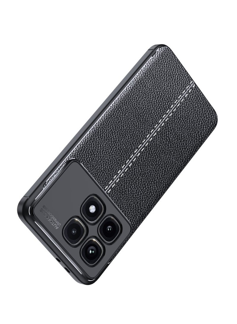 Xiaomi Redmi K70 Ultra Carbon Fiber Protective Case: Shockproof TPU cover with a litchi pattern, anti-slip design, ultra-thin build, and shock absorption, all in a sleek black finish.  - Image 3