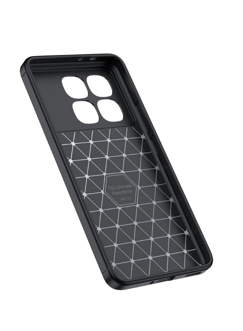 Xiaomi Redmi K70 Ultra Carbon Fiber Protective Case: Shockproof TPU cover with a litchi pattern, anti-slip design, ultra-thin build, and shock absorption, all in a sleek black finish.  - Image 5