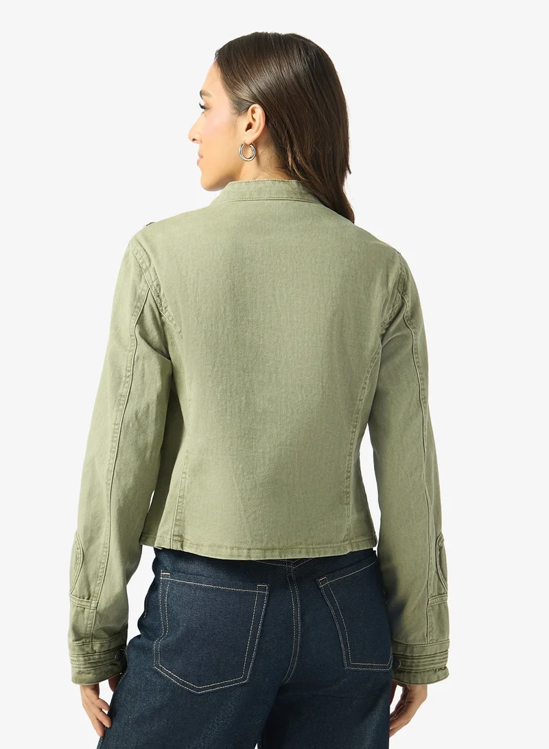 Ginger  Napolean Button Up Denim Jacket for Women | Best Price UAE