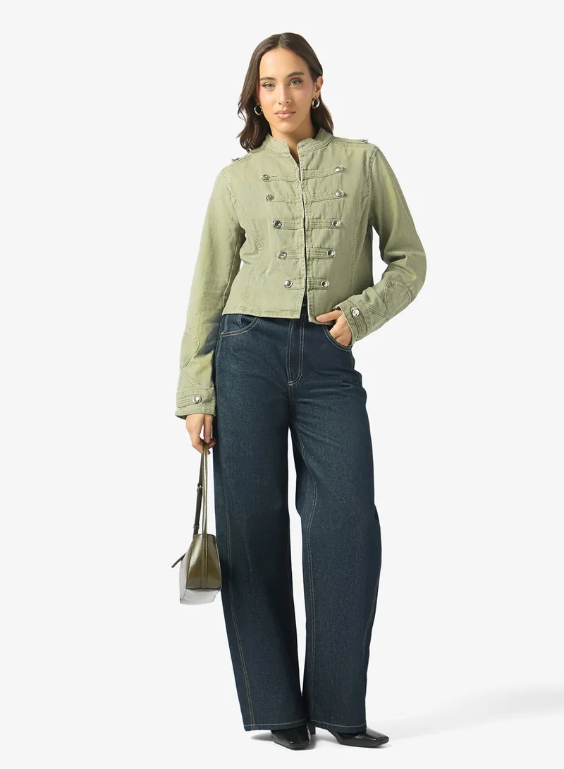 Ginger  Napolean Button Up Denim Jacket for Women | Best Price UAE