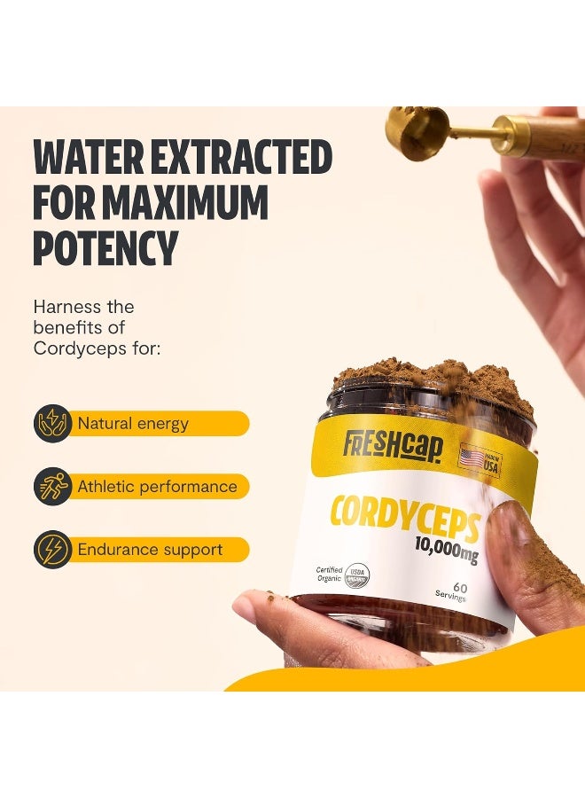 FreshCap Mushrooms HERO - Cordyceps Mushroom Extract Powder - USDA Organic - 60 g - Supplement - Energy and Endurance - Add to Coffee/Tea/Smoothies - Real Fruiting Body No Fillers - Image 4