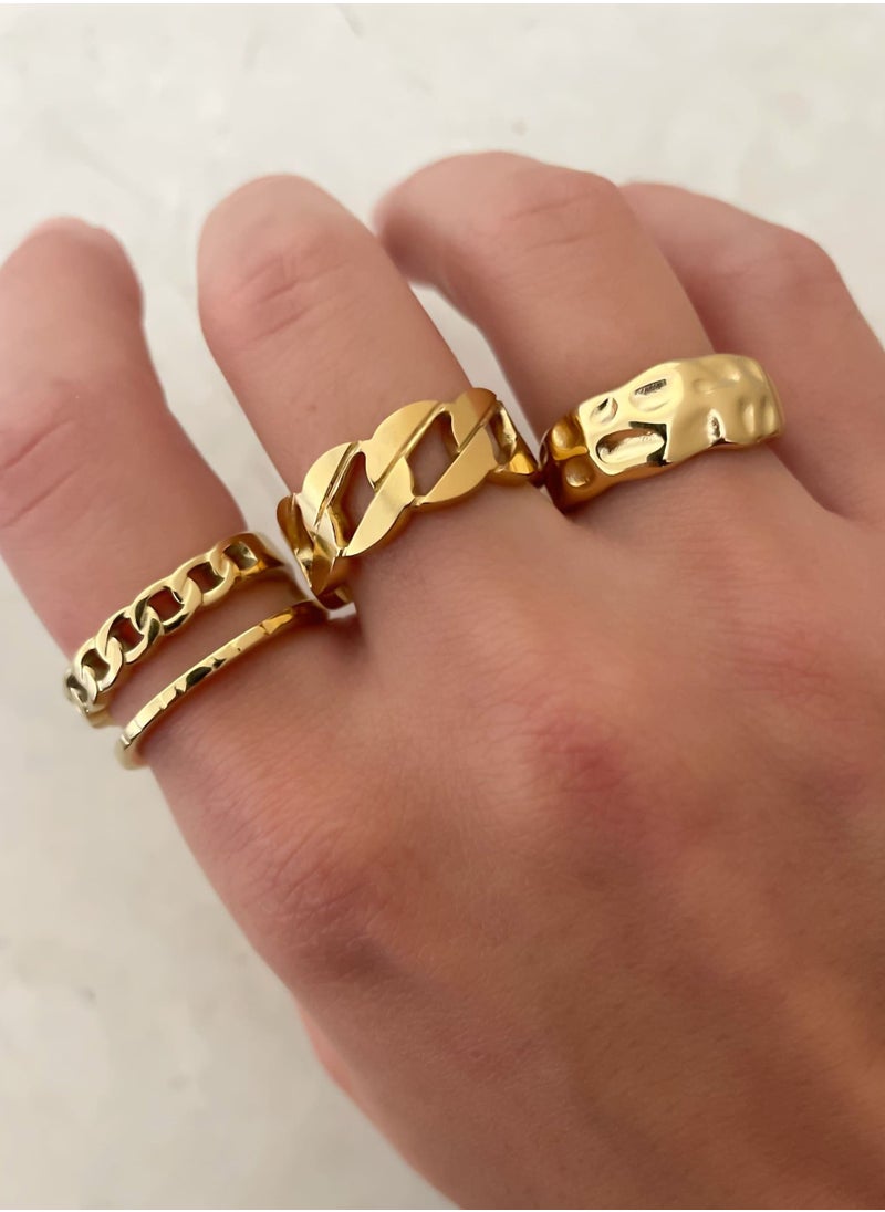 Clé de Lune Adjustable Bulky Chain Ring- Gold  - Image 3
