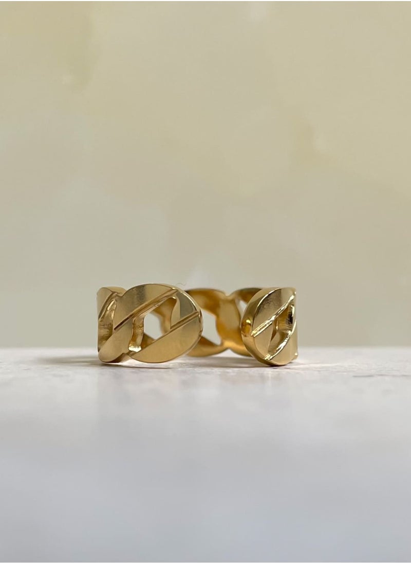 Clé de Lune Adjustable Bulky Chain Ring- Gold  - Image 2