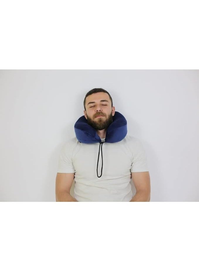 Memory Foam Travel Neck Support Pillow - Removable Washable Premium Velvet Cover - Ultimate Comfort & Easy Maintenance for Daily Use - Image 2