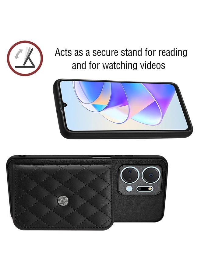 اس-توب جراب لهاتف Honor X7a / Play 7T، جراب بطاقات RFID بملمس معيني مع حبل طويل - Image 4