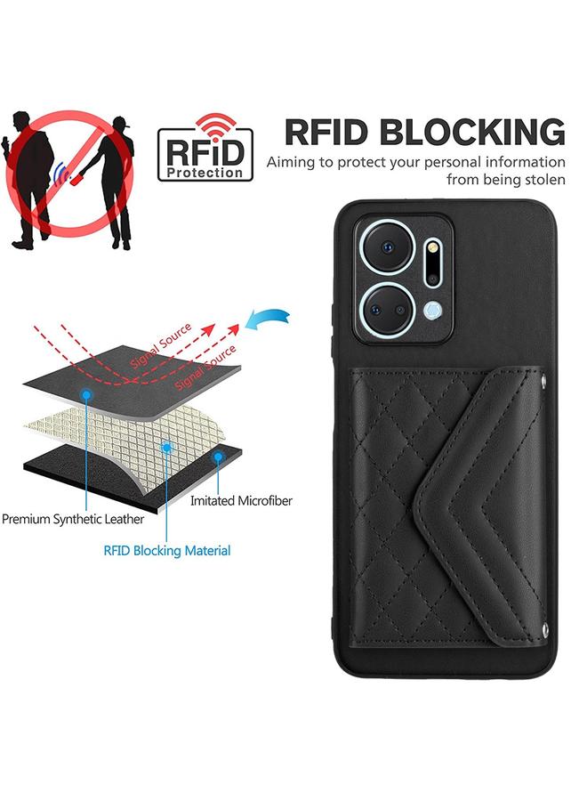 اس-توب جراب لهاتف Honor X7a / Play 7T، جراب بطاقات RFID بملمس معيني مع حبل طويل - Image 5