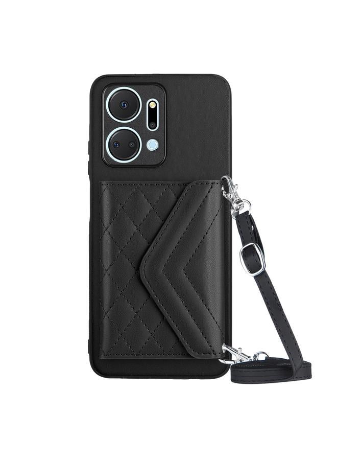 اس-توب جراب لهاتف Honor X7a / Play 7T، جراب بطاقات RFID بملمس معيني مع حبل طويل - Image 1