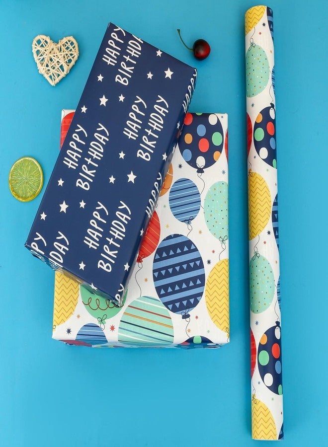 BULKYTREE Reversible Birthday Wrapping Paper Roll for Boys Girls Kids Men Women - Colorful Balloon Happy Birthday and Stars - Gift Wrap Paper for Party Holiday - Image 5
