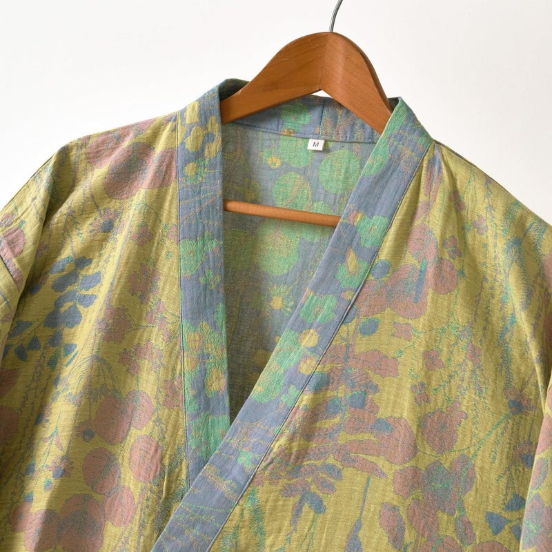 Kimono Robe 100% Cotton Gauze Botanical Floral - Image 3
