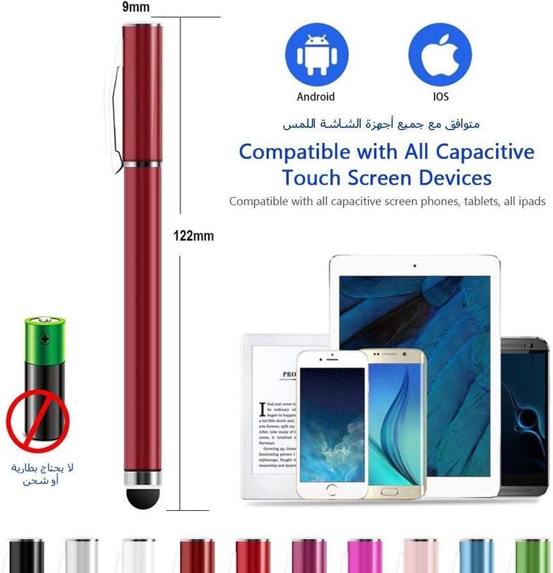 3إي قلم لمس صغير 2 في 1 لأجهزة iPhone وSamsung وHuawei وHonor (أحمر داكن) - Image 4