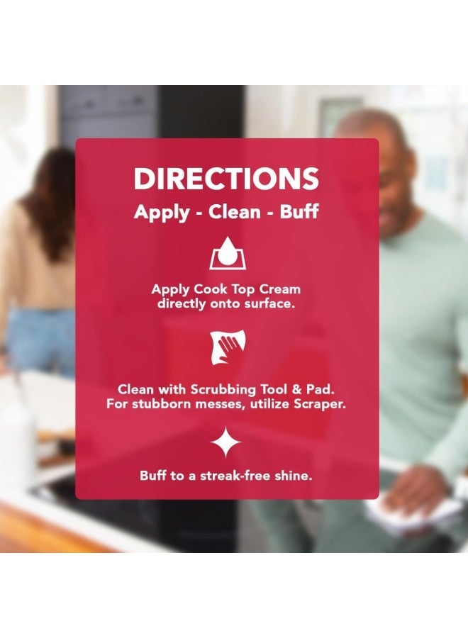 ويمان مجموعة تنظيف أسطح الطهي الزجاجية من ويمان، تزيل الشحوم وبقايا الطعام المحروق، آمنة للاستخدام على أسطح الطهي بالغاز والحث والكهرباء ومقلاة الهواء، لمعان لا يترك أي خطوط، تتضمن مكشطة موقد ووسادة تنظيف، 10 أونصة - Image 2