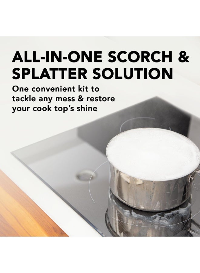 ويمان مجموعة تنظيف أسطح الطهي الزجاجية من ويمان، تزيل الشحوم وبقايا الطعام المحروق، آمنة للاستخدام على أسطح الطهي بالغاز والحث والكهرباء ومقلاة الهواء، لمعان لا يترك أي خطوط، تتضمن مكشطة موقد ووسادة تنظيف، 10 أونصة - Image 3