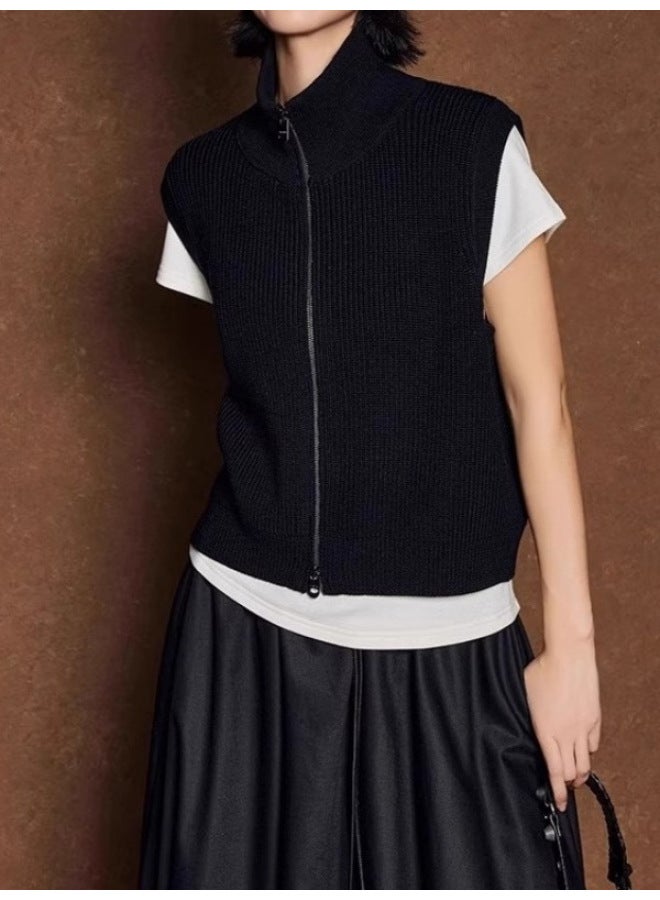 Leyuan Retro Autumn Winter New Layered Pullover High Neck Sweater Vest Outerwear Top Red Knitted Vest Women's - Image 4