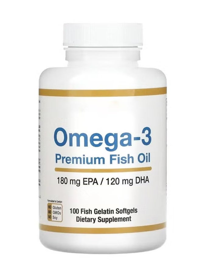 Omega Premium Omega-3 Fish Oil Concentrated Formula with EPA and DHA for Optimal Lipid Profile and Immune Support - Gluten-Free, 100 Fish Gelatin Softgels  - Image 1