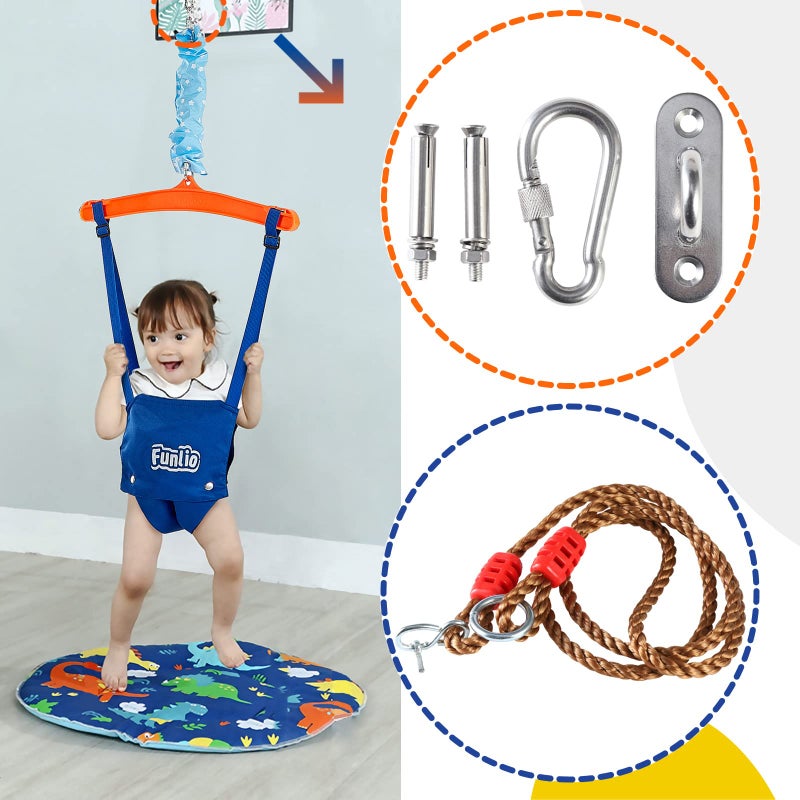FUNLIO Baby Jumper with Ceiling Hook for 6-24 Months, Indoor/Outdoor Baby Door Jumper, Adjustable Chain, Easy to Assemble & Store - Image 2