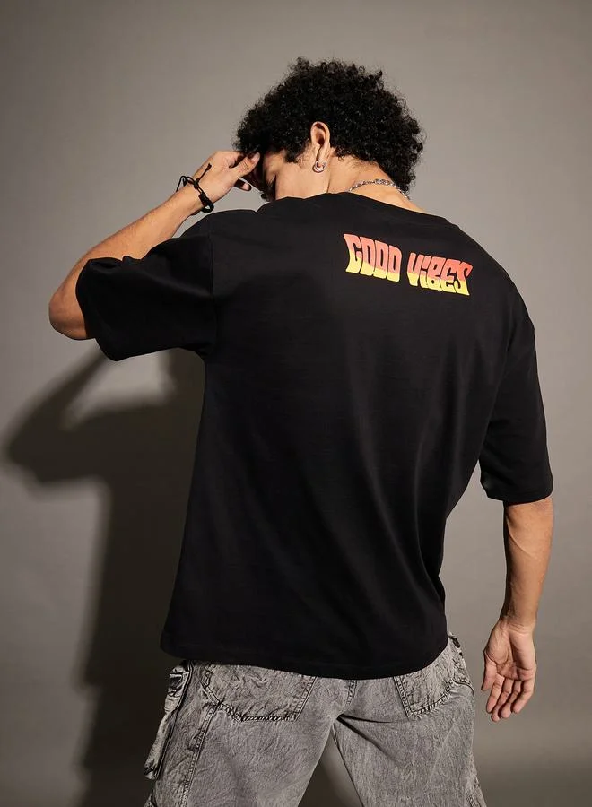 Mascln Sassafras Good Vibes Graphic Print Oversized T-Shirt