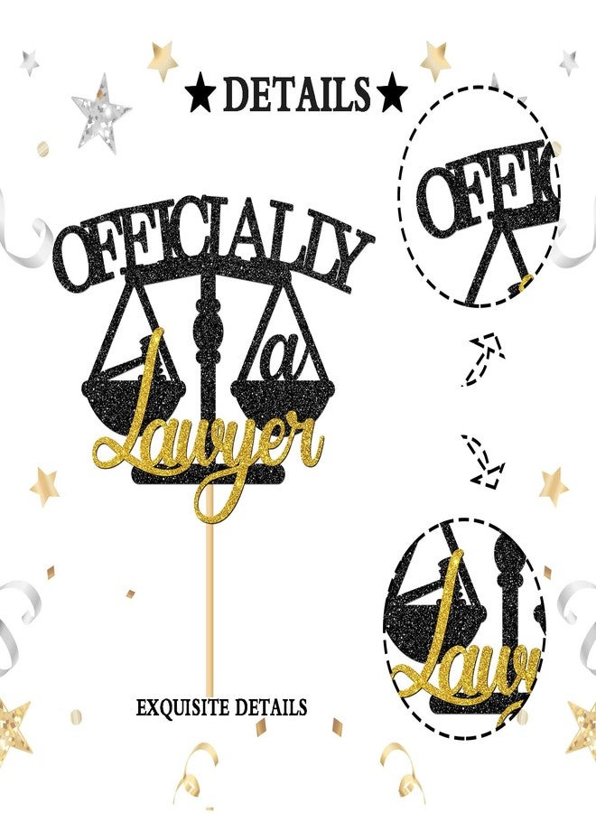INNORU Officially a Lawyer Cake Topper Congrats Lawyer Cake Decor Law School Grad Lawyer Up Law School Graduation Party Supplies Glitter - Image 3