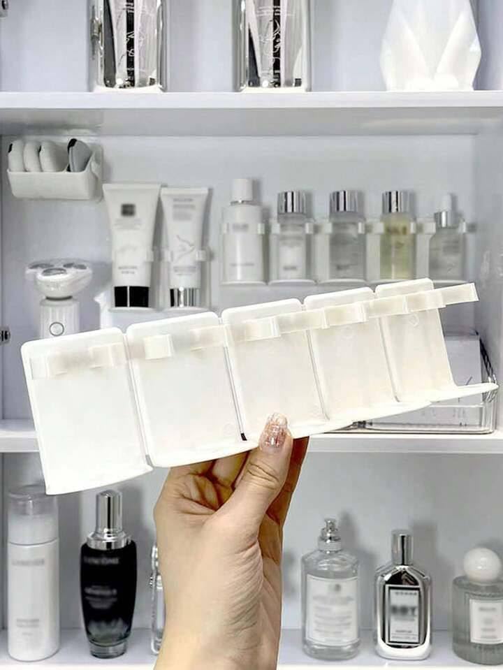 RRJ Self Adhesive 5 Grid Cosmetic Organiser Wall Mounted Bathroom Organizer Bathroom Rack Bathroom Shelf Accessories Bathroom Hardware and Accessories Storage Racks 2 PCS - Image 5