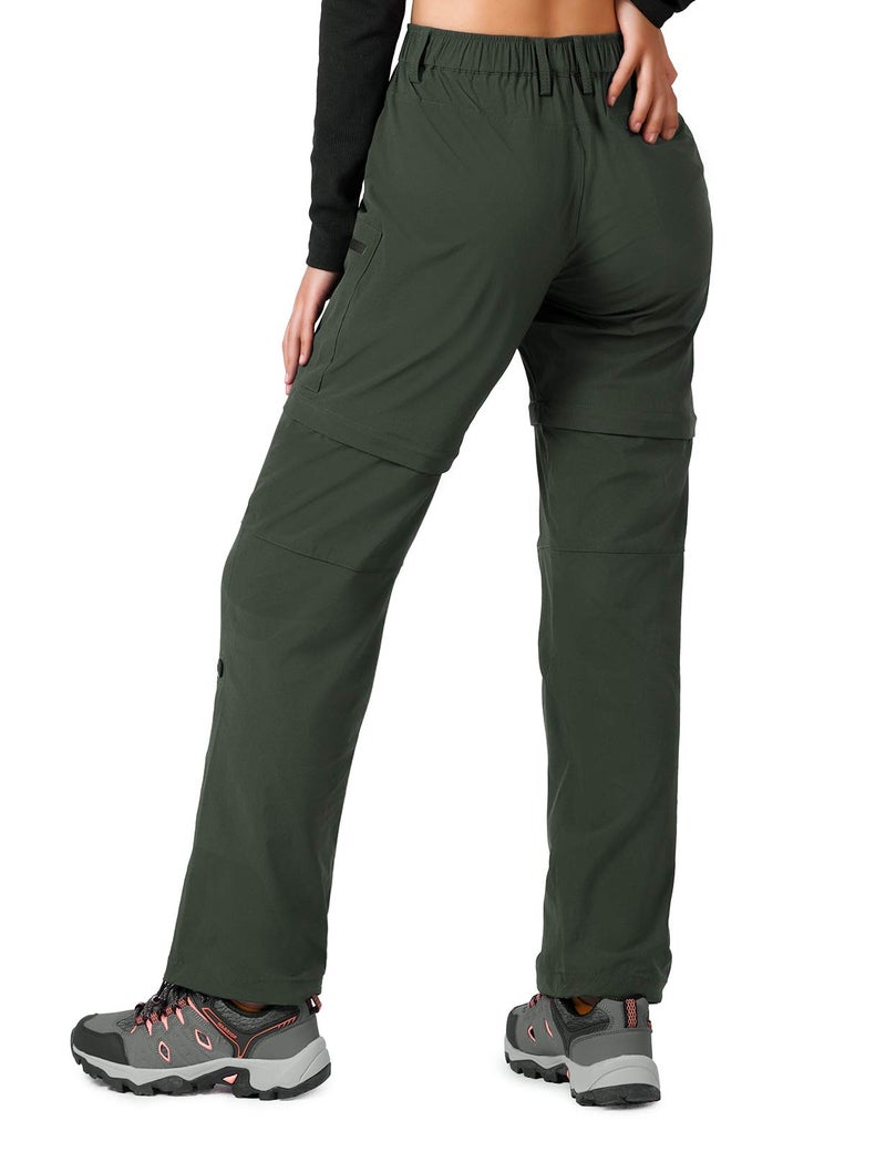 Cycorld Women's-Hiking-Pants-Convertible Quick-Dry-Stretch-Lightweight Zip-Off Outdoor Pants with 5 Deep Pockets (Army Green, Small) - Image 2
