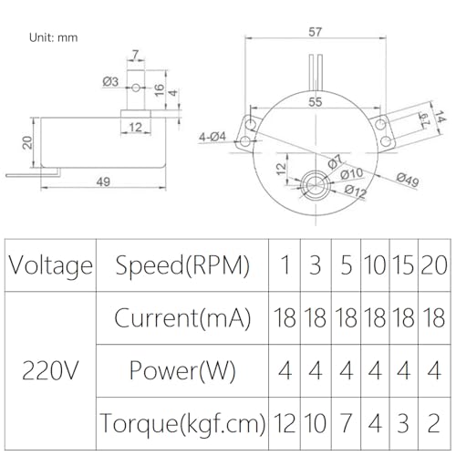 ZVKV Permanent Magnet Synchronous Motor AC 220V 50/60Hz 20-24 RPM Plastic Gear Synchronous Motor for Display Rack, Shaking Stand, PTZ Support (20-24 RPM) - Image 3