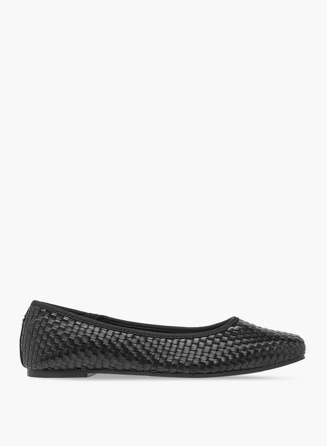 Flora Bella By Shoexpress Women Textured Square Toe Slip-On Ballerina Shoes
