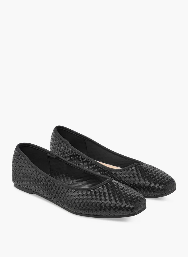 Flora Bella By Shoexpress Women Textured Square Toe Slip-On Ballerina Shoes