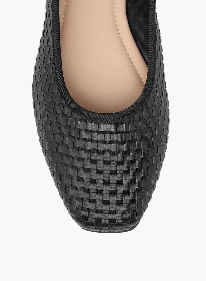 Flora Bella By Shoexpress Women Textured Square Toe Slip-On Ballerina Shoes