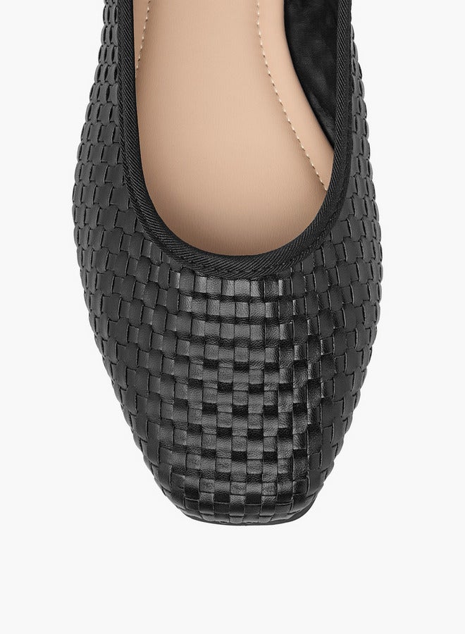 Flora Bella By Shoexpress Women Textured Square Toe Slip-On Ballerina Shoes  - Image 4