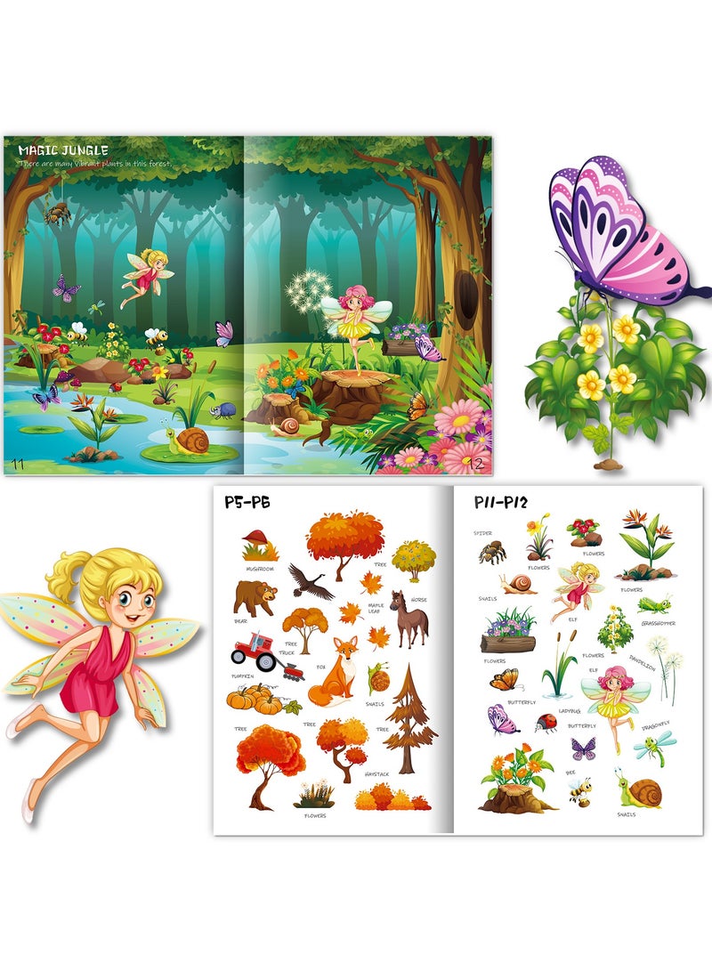 unikbebe 250Pcs Sticker Book, Lush Plants Theme with 8 Scenes, No Mess Sticker Art for Kids, DIY Craft Kit, Educational Learning Toy, Portable Travel Activity Book, Make Your Own Fun Stickers for Toddlers, Waterproof Busy Book, Gift for Boys & Girls - Image 5