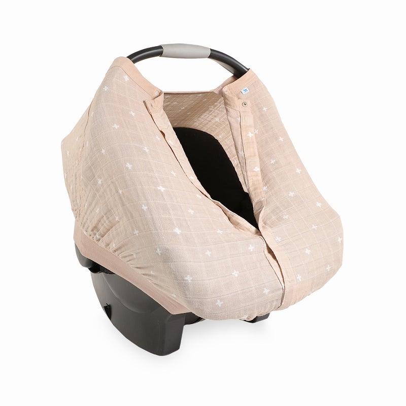 Little Unicorn Breathable Car Seat Canopy | Magnetic Closure Cover & Universal Fit | Protection & Privacy for Baby (Taupe Cross) - Image 2