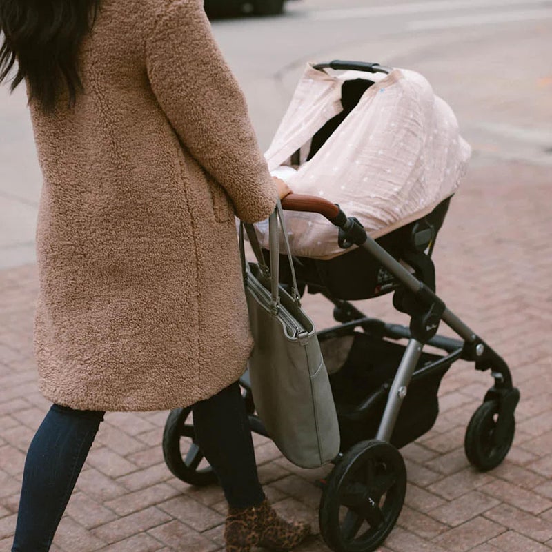 Little Unicorn Breathable Car Seat Canopy | Magnetic Closure Cover & Universal Fit | Protection & Privacy for Baby (Taupe Cross) - Image 4