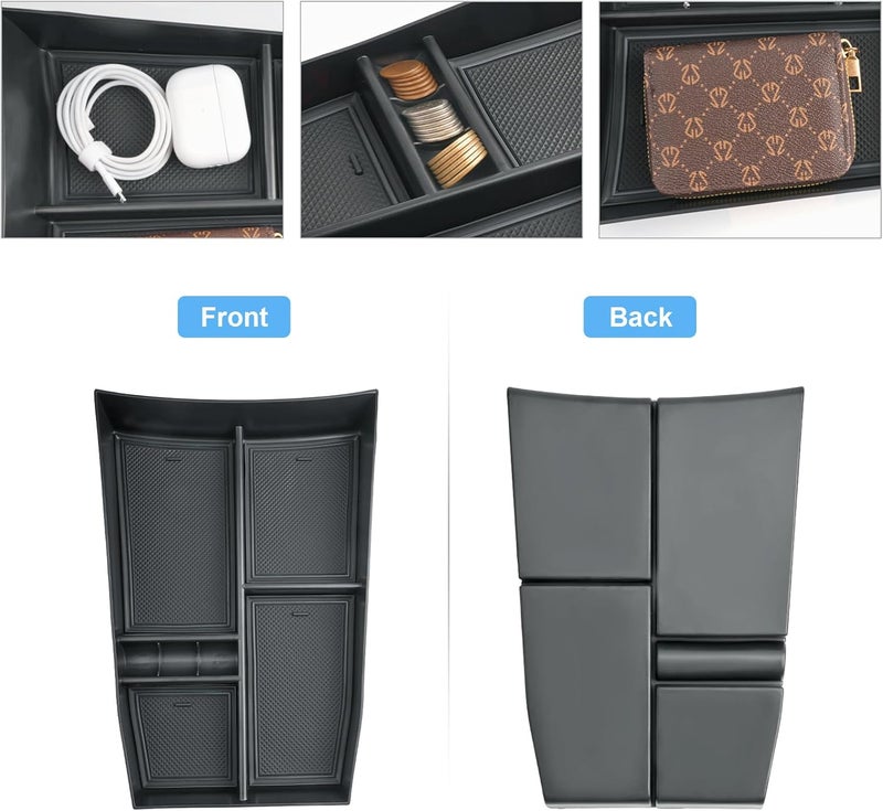 Coleya Center Console Armrest Storage Tray for Nissan Rogue T33 (2021-2025) - Car Organizer with Coin Storage Function (Black) - Image 3